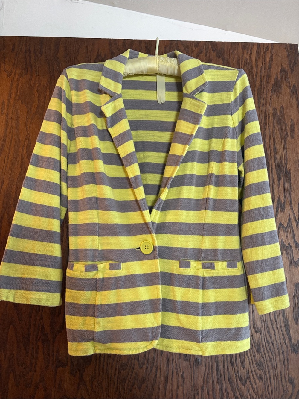 Caslon Yellow and Gray Striped 100% cotton Blazer Jacket